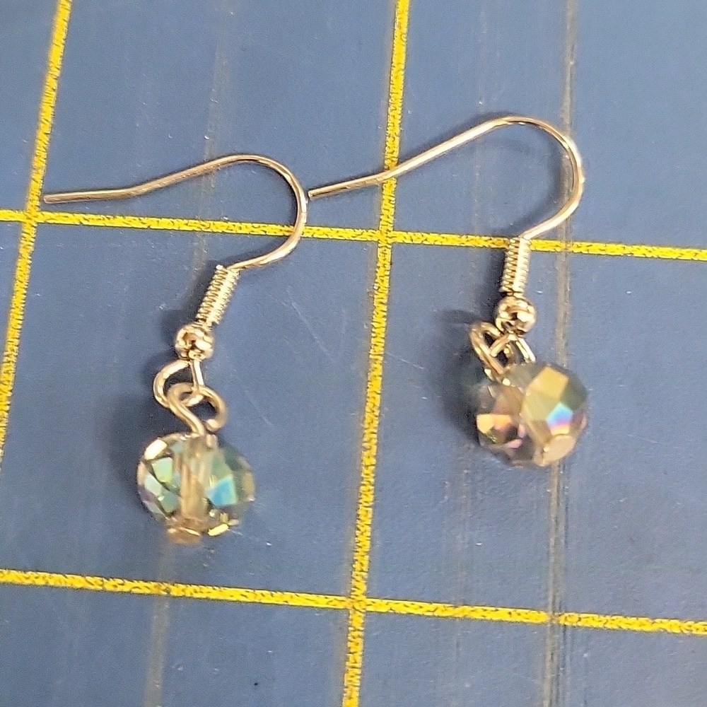 Irriscent Bead Silver Tone Earrings